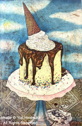 Yuji Hiratsuka Etching of Birthday Cake