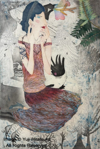 Yuji Hiratsuka Etching of an Angel with Thorns